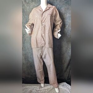 Vintage 80s Check Pajama Set Retro Cozy Loungewear Size L